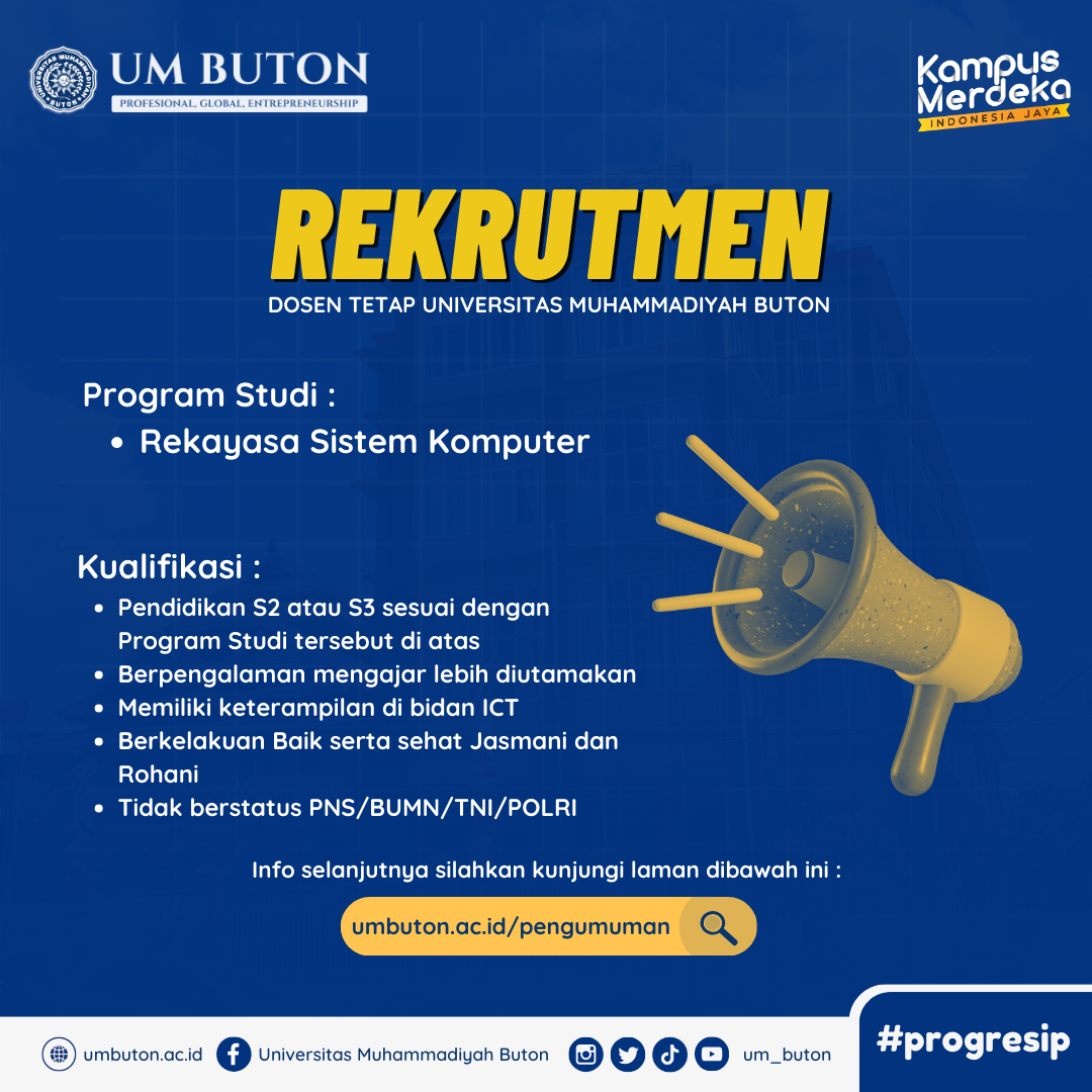 REKRUTMEN DOSEN TETAP UM BUTON TAHUN 2020 Tahap 1
