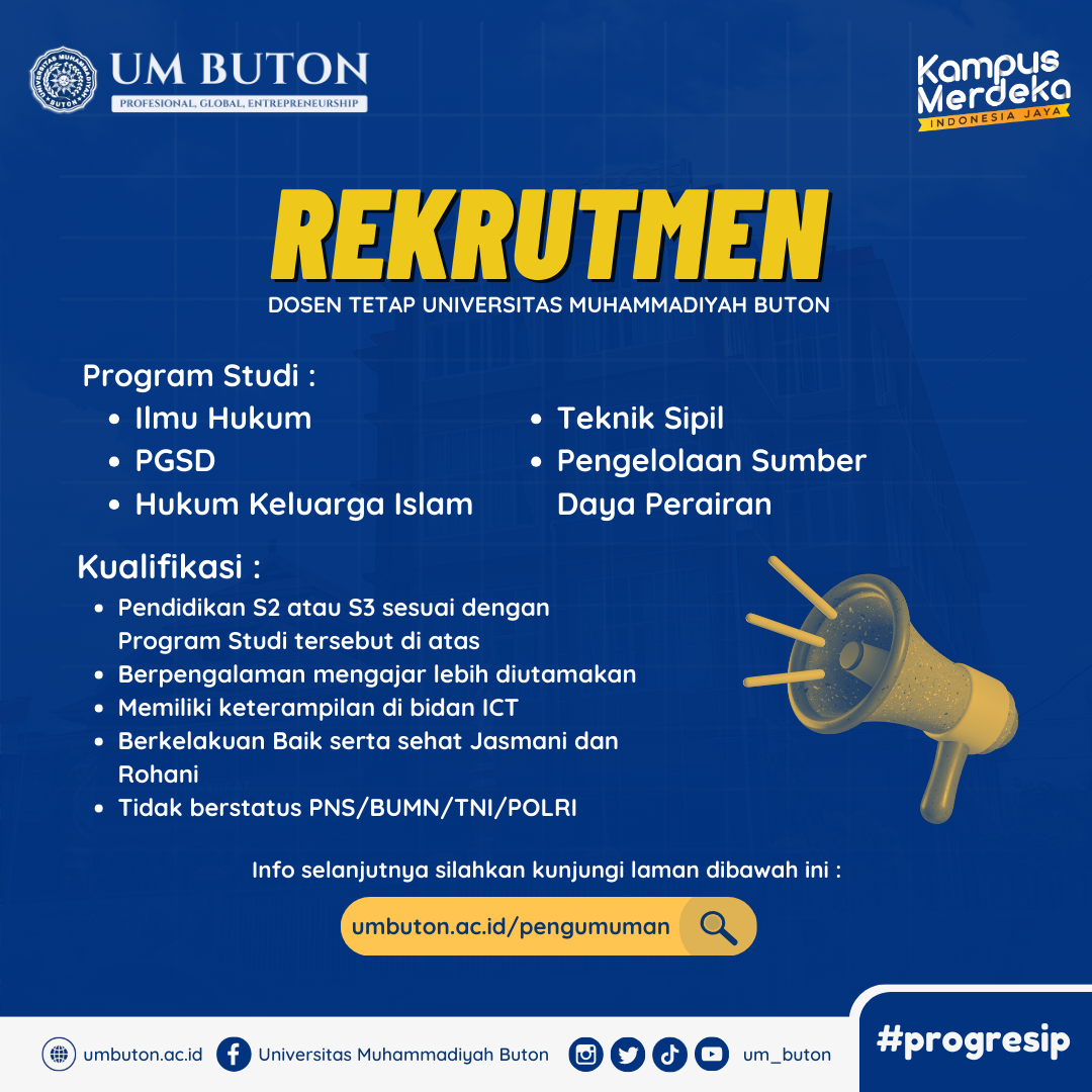 REKRUTMEN DOSEN TETAP UM BUTON TAHUN 2020 Tahap 2