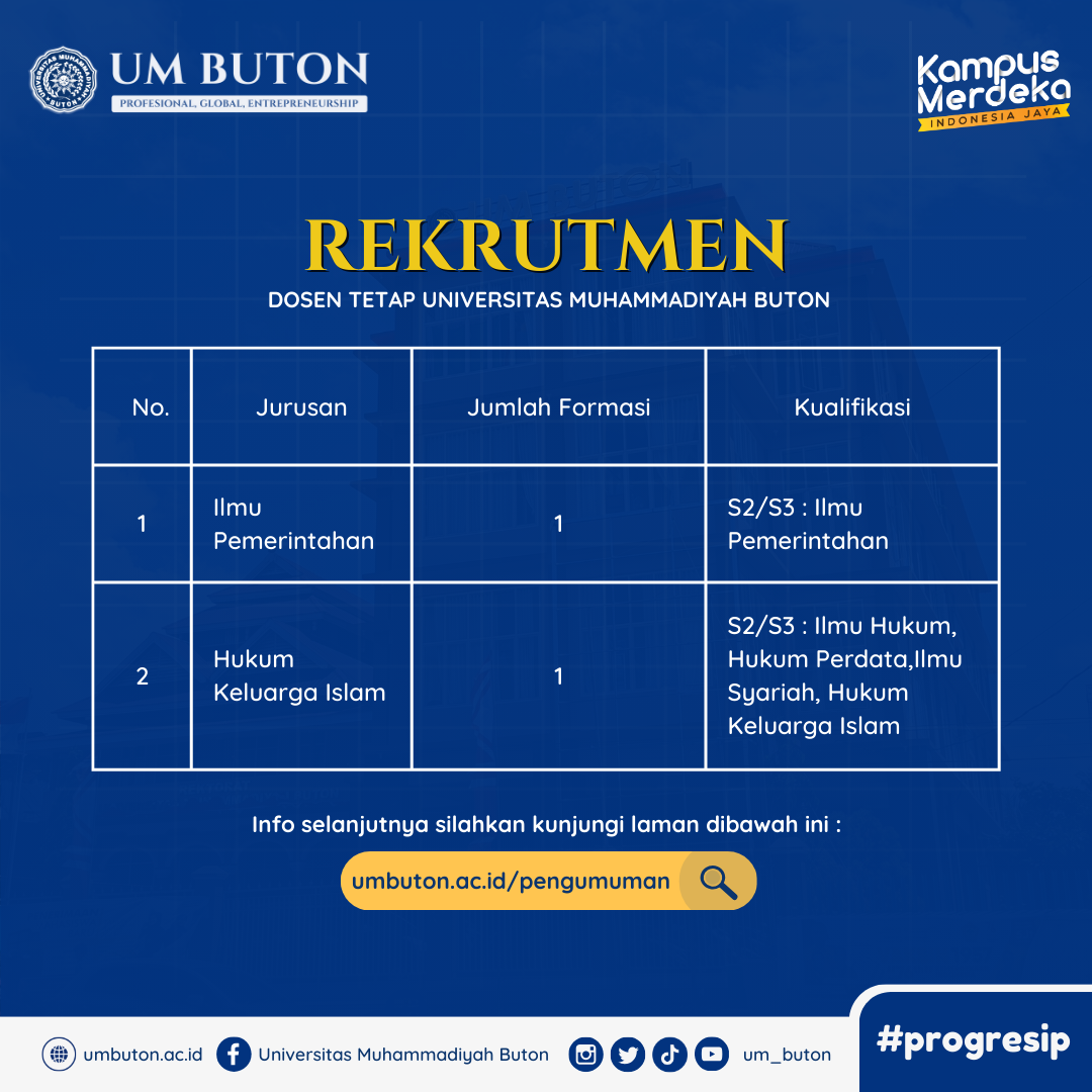 REKRUTMEN DOSEN TETAP UM BUTON TAHUN 2021