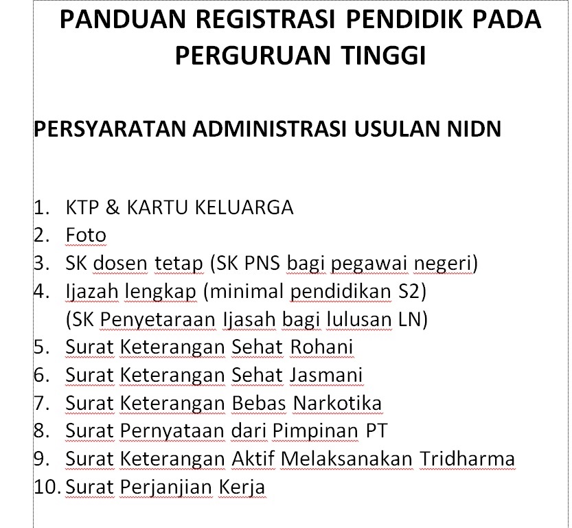 PANDUAN REGISTRASI PENDIDIK PADA PERGURUAN TINGGI